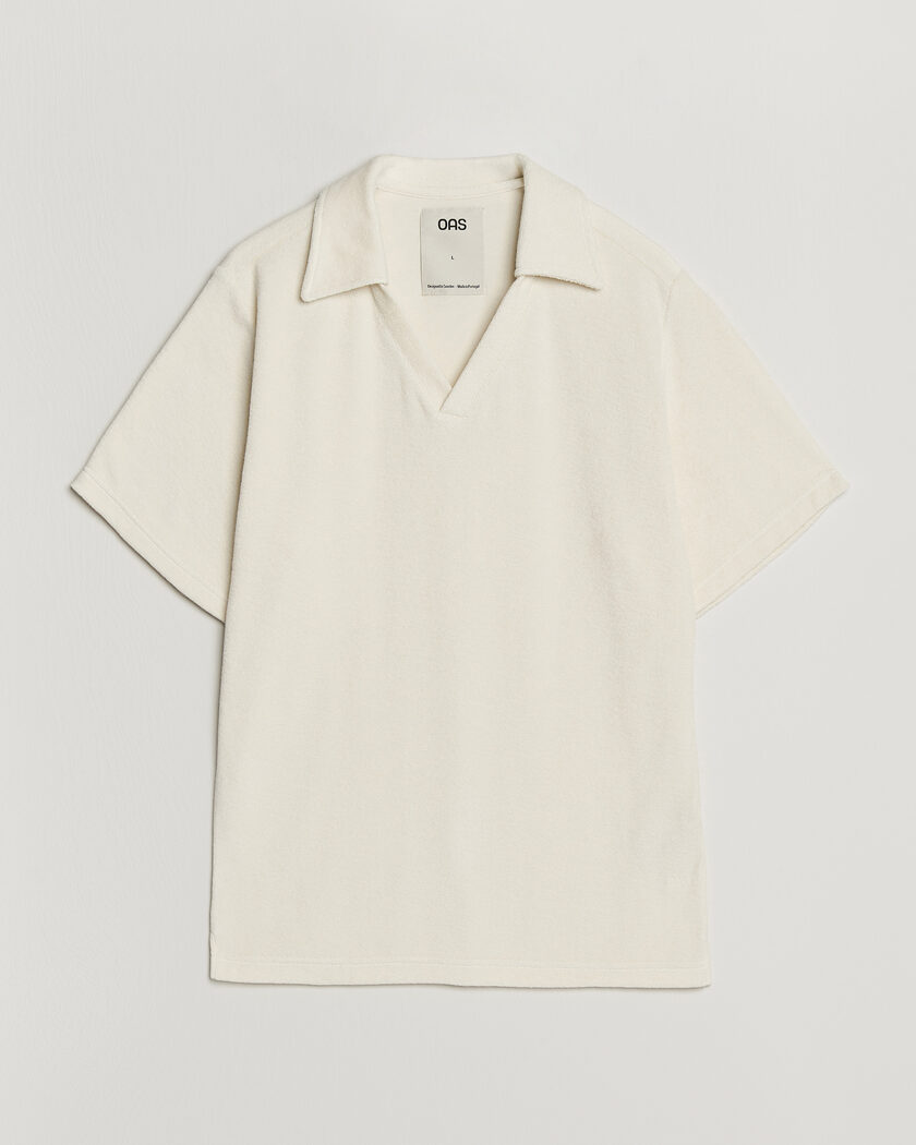 OAS Serif Regular Fit Terry Open Collar Polo Ecru – Blanc