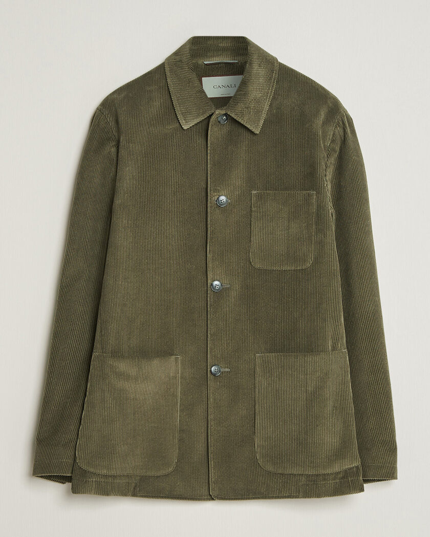 Canali Corduroy Chore Jacket Olive – Vert