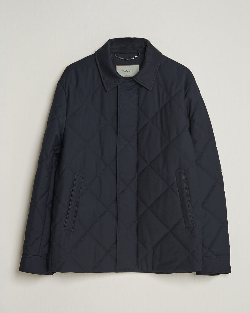 Canali Quilted Country Coat Navy – Bleu