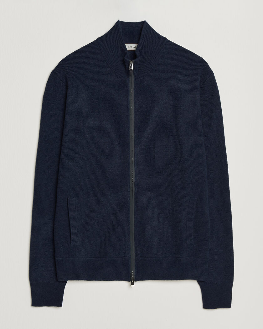 Canali Wool/Cashmere Full Zip Cardigan Navy – Bleu