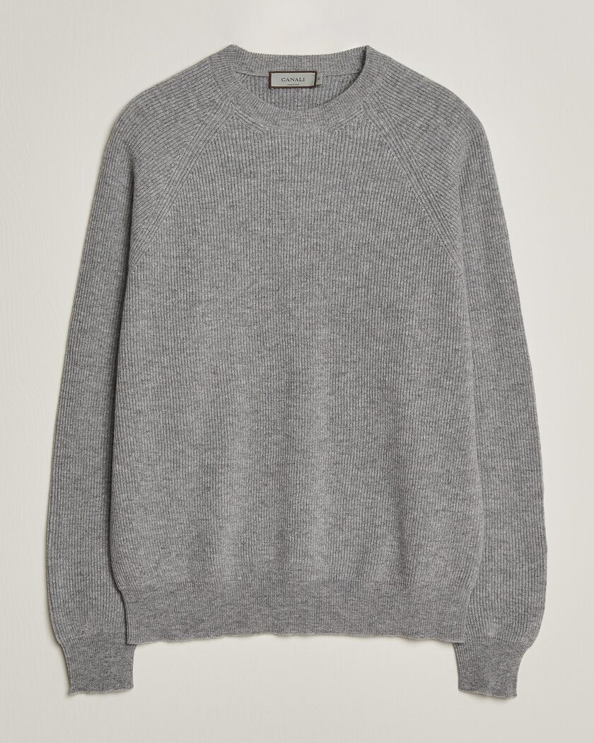 Canali Rib Cashmere Sweater Light Grey – Gris