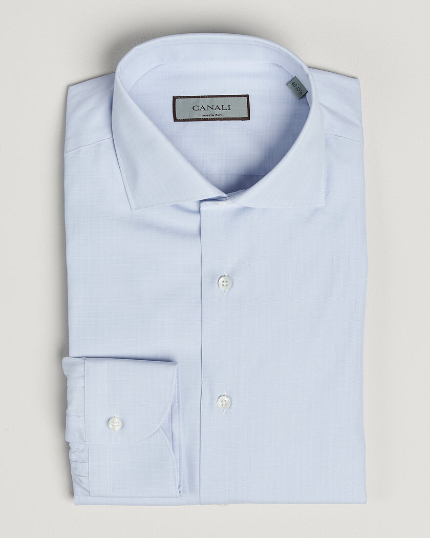 Canali Slim Fit Dress Shirt Light Blue Check – Bleu