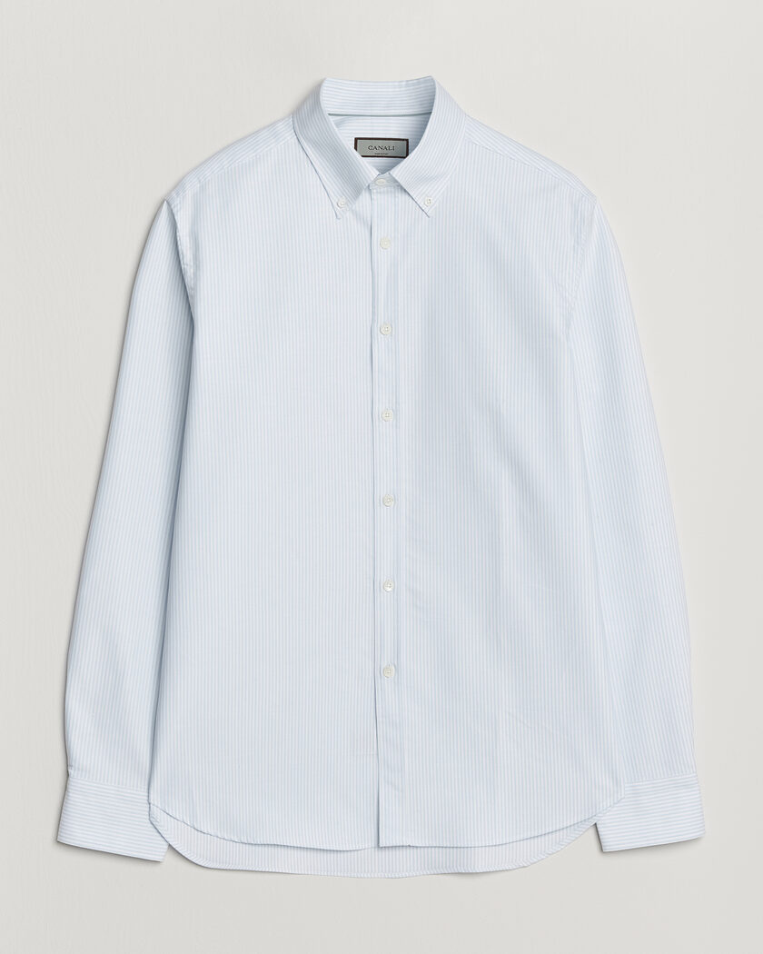 Canali Oxford Button Down Shirt Light Blue Stripe – Bleu