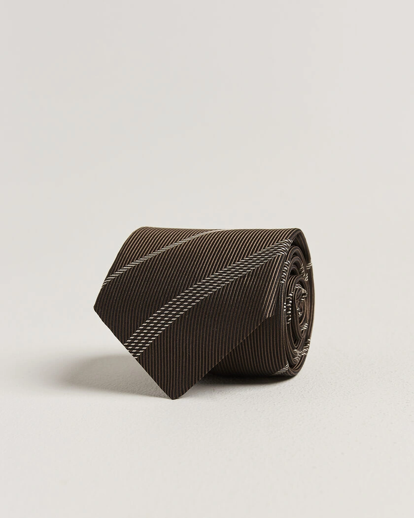 Canali Regimental Stripe Silk Tie Brown – Marron