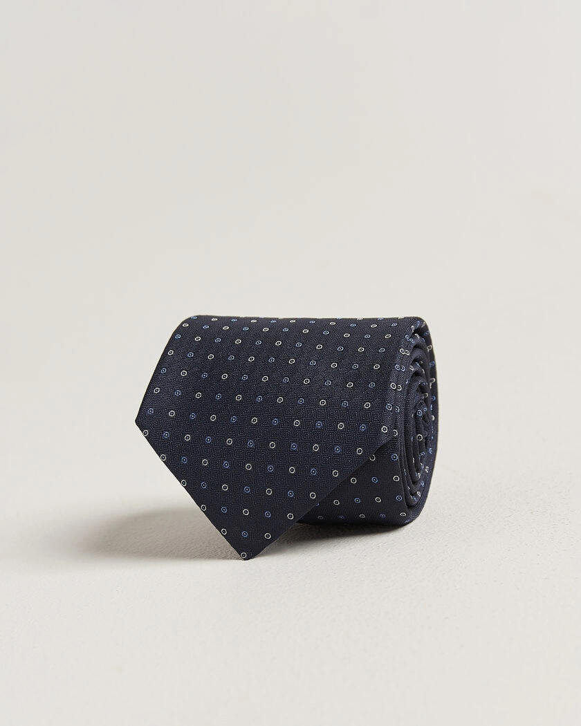 Canali Jacquard Silk Tie Navy – Bleu