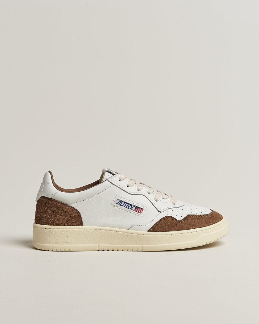 Autry Medalist Low Soft Leather/Suede Sneaker White/Tabacco – Blanc