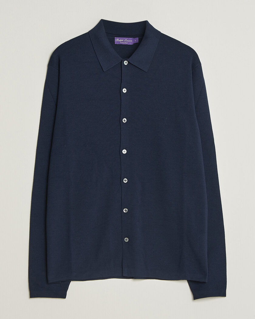 Ralph Lauren Purple Label Milano Stich Cardigan Racing Navy – Bleu