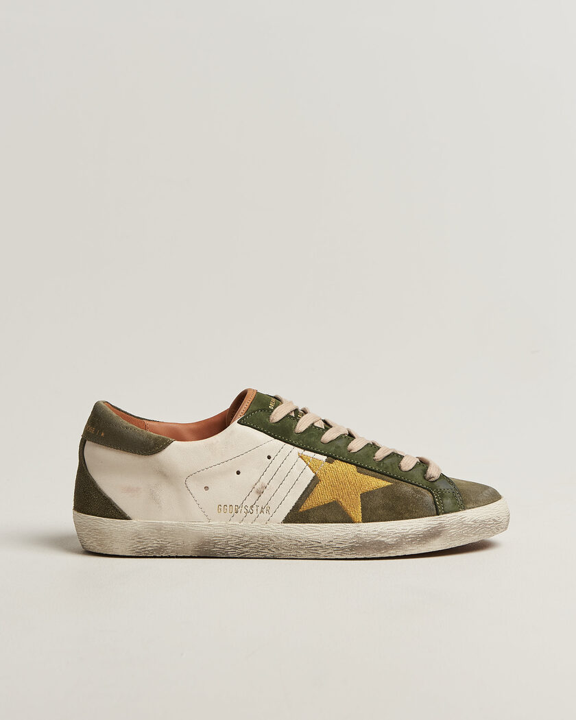 Golden Goose Super-Star Sneakers Cream/Olive – Blanc