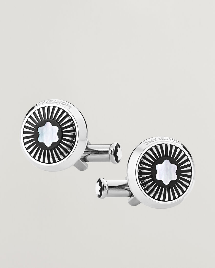 Montblanc Ray Pattern Mother-of-Pearl Snowcap Cufflinks – Argent