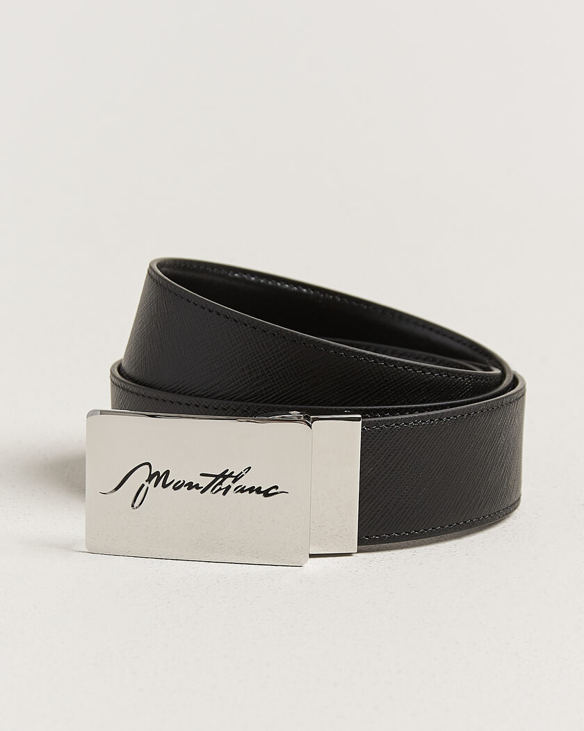 Montblanc 35mm Reversible Sartorial/Calf Logo Belt Black – Noir