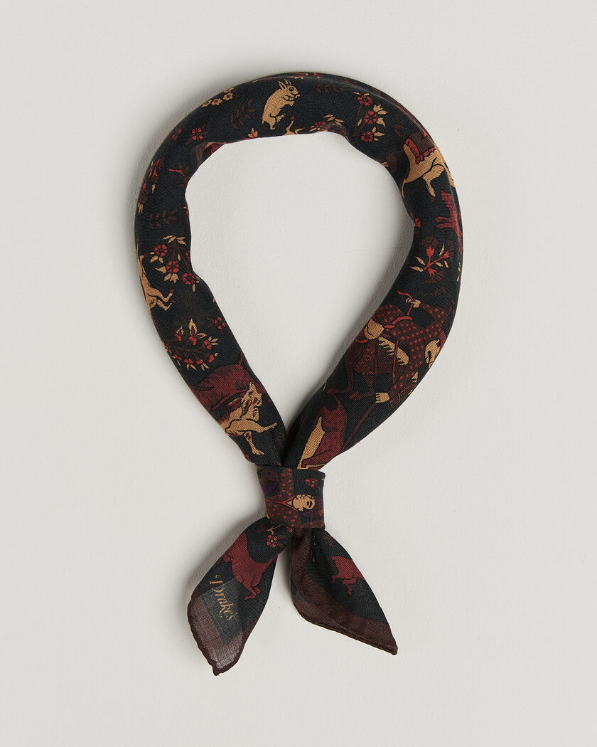 Drake's Moghul Wool/Silk Bandana Green – Vert