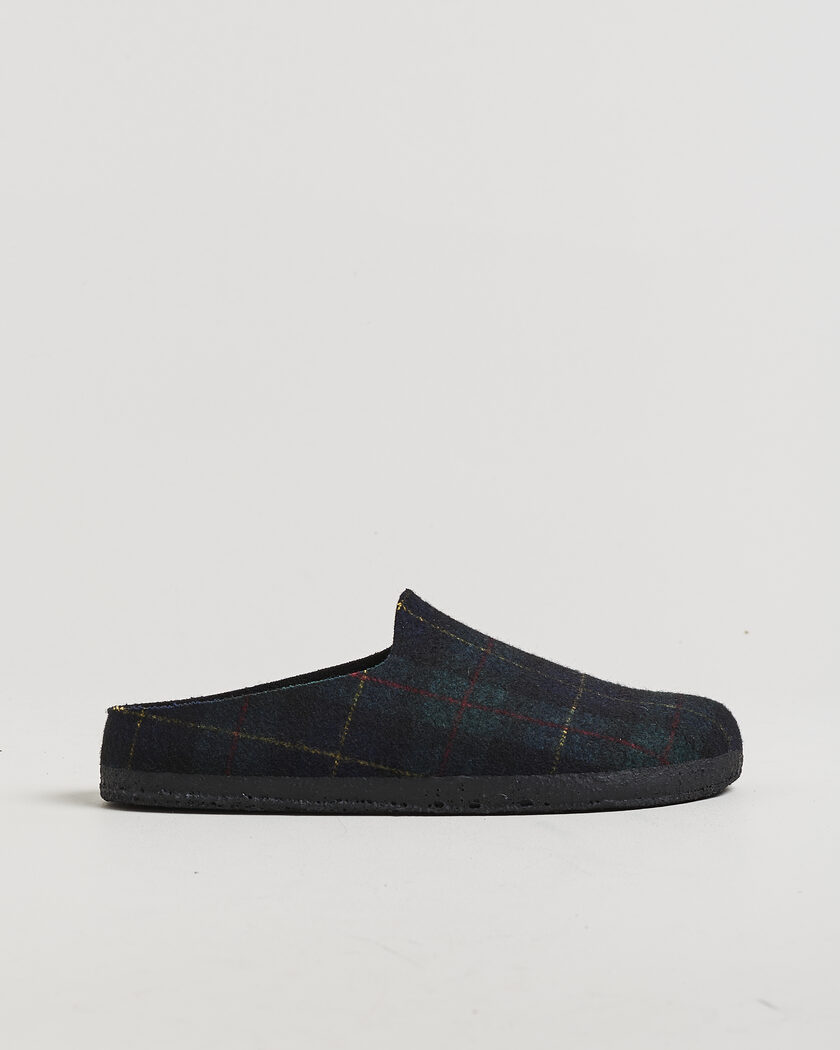 BIRKENSTOCK Amsterdam Wrapped Dip Shearling Green Navy Plaid – Multicolore