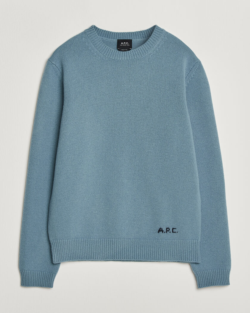 A.P.C. Edmond Wool Knitted Sweater Light Blue Melange – Bleu