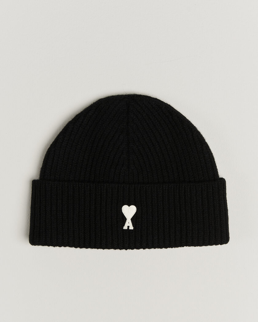 AMI Contrasted Heart Logo Beanie Black – Noir