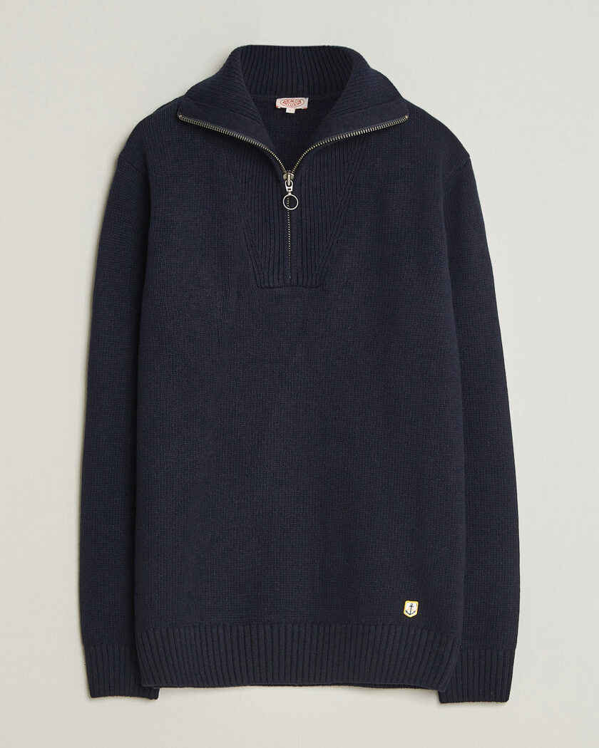 Armor-lux Wool Knitted Half Zip Navy – Bleu