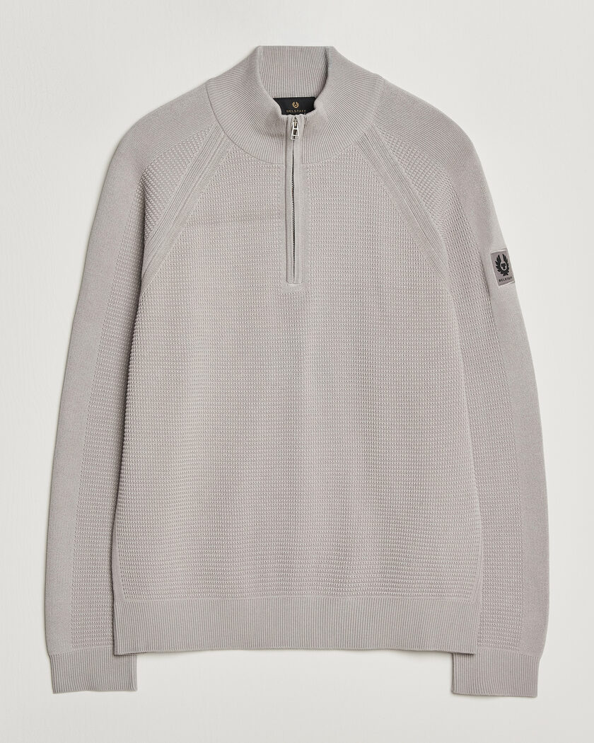 Belstaff Bradwell Cotton Knitted Quarter Zip Concrete – Gris