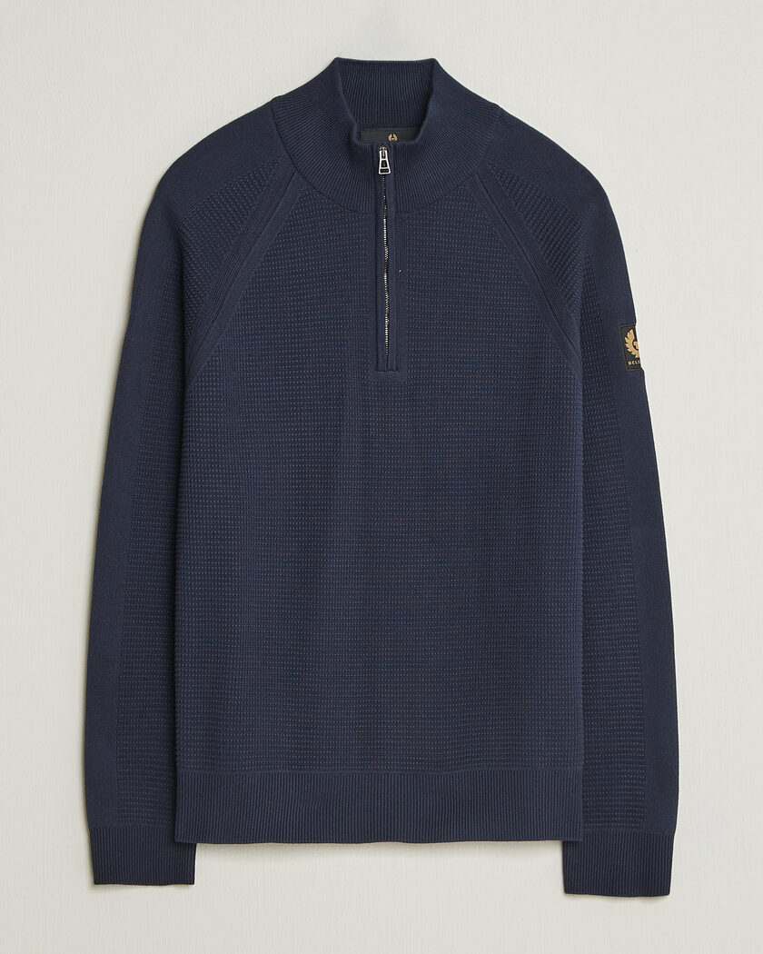 Belstaff Bradwell Cotton Knitted Quarter Zip Dark Ink – Bleu