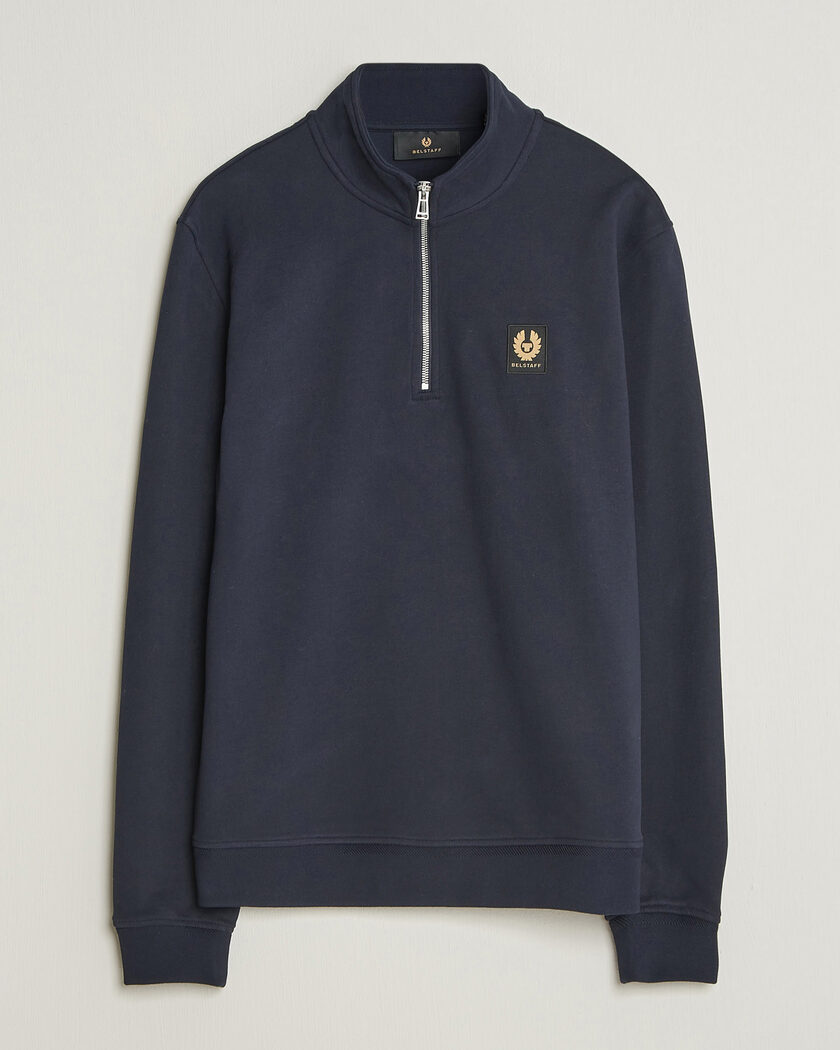  Belstaff Signature Half Zip Sweatshirt Dark Ink – Bleu
