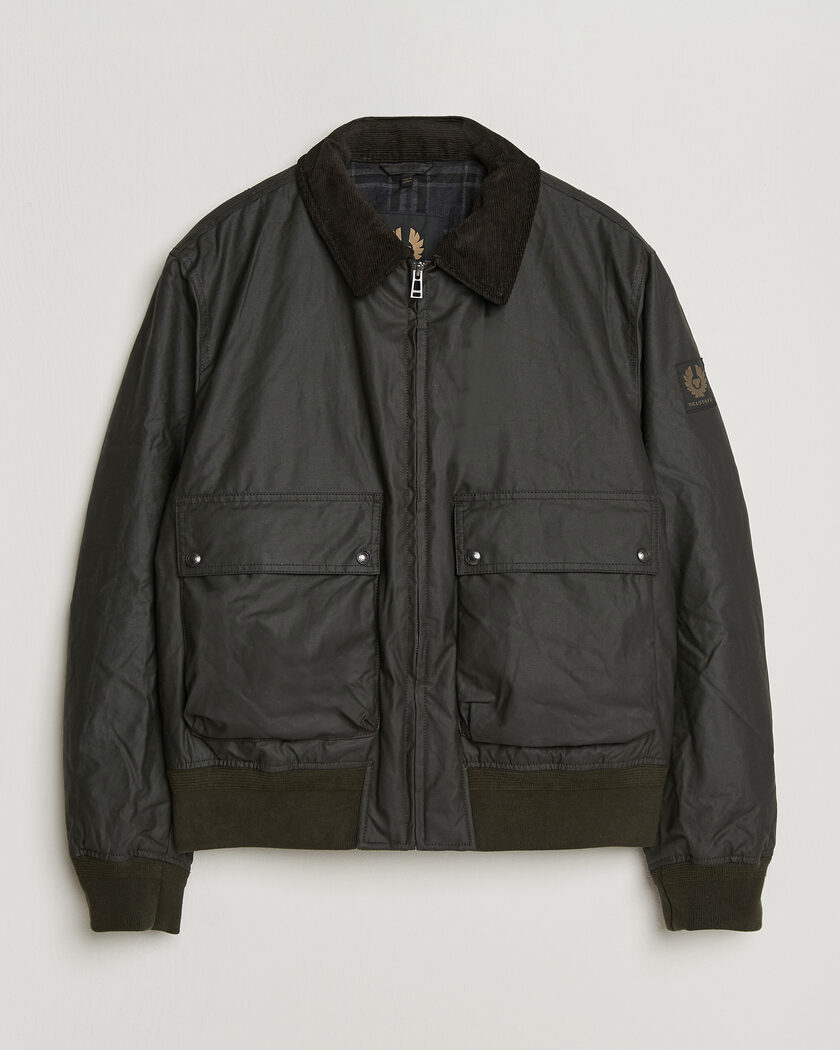 Belstaff Mount Wax Bomber Jacket Faded Olive – Vert