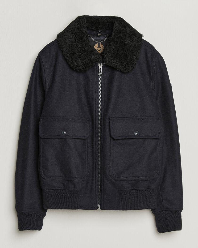 Belstaff Welder Wool Bomber Jacket Dark Ink – Bleu