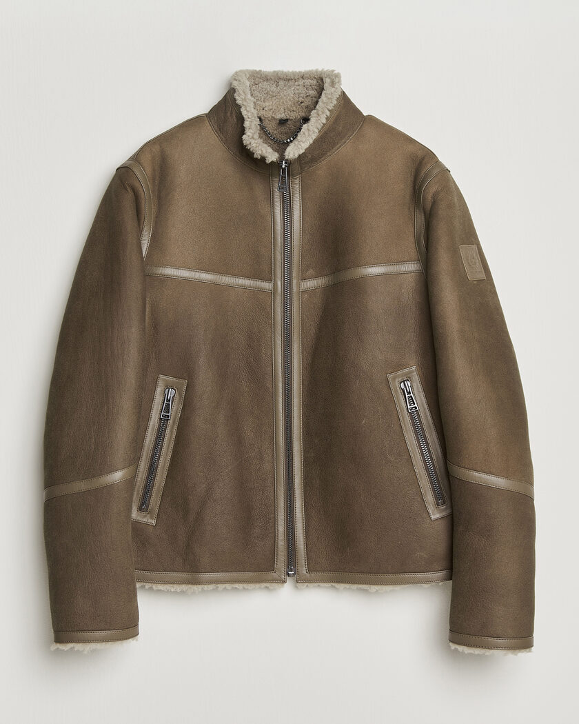 Belstaff Highland Shearling Jacket Dark Dusty Taupe – Marron