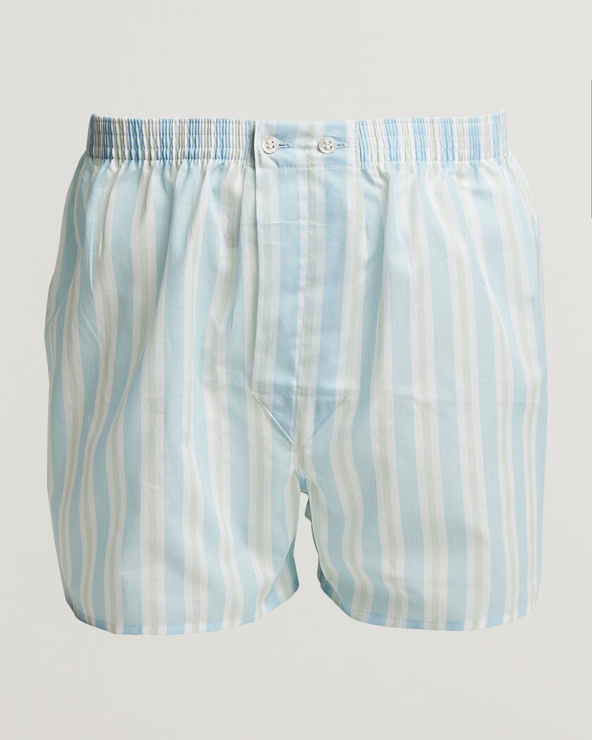 Derek Rose Classic Fit Striped Woven Cotton Boxer Shorts Blue/White – Multicolore