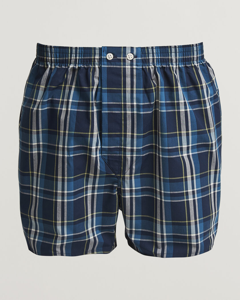 Derek Rose Classic Fit Woven Cotton Boxer Shorts Navy – Bleu