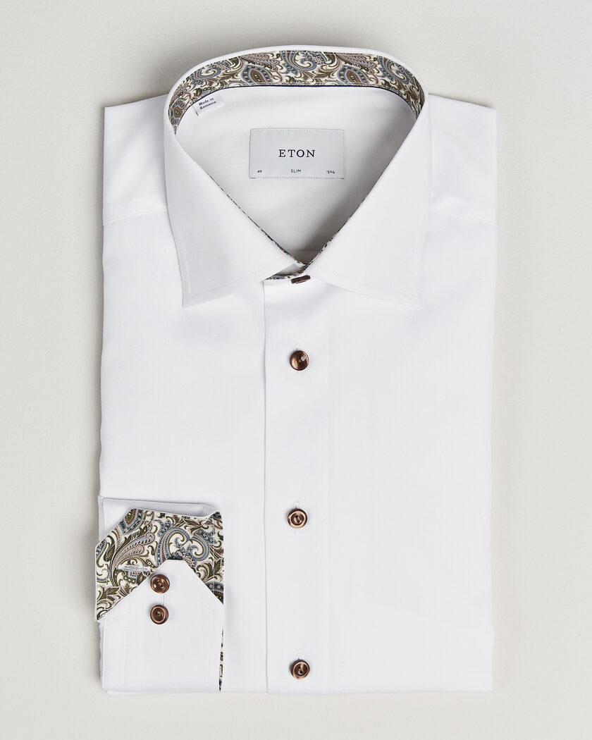Eton Slim Fit Signature Twill Contrast Shirt White – Blanc