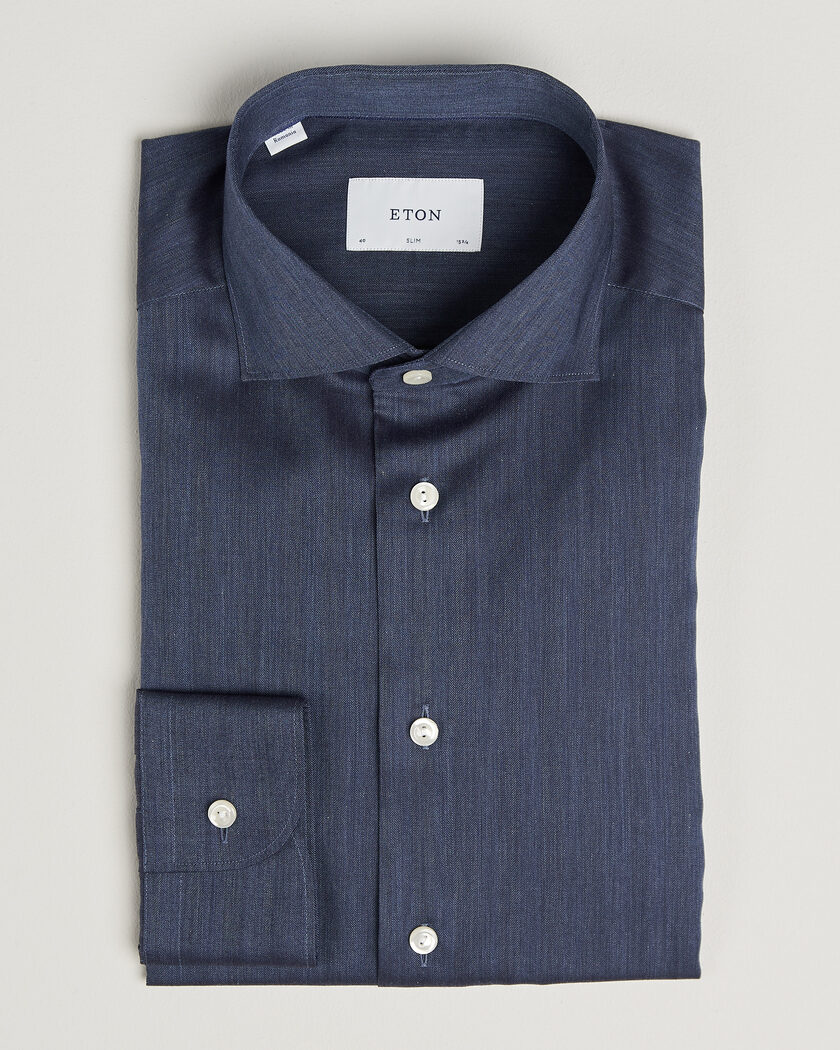 Eton Slim Fit Signature Flannel Shirt Dark Blue – Bleu