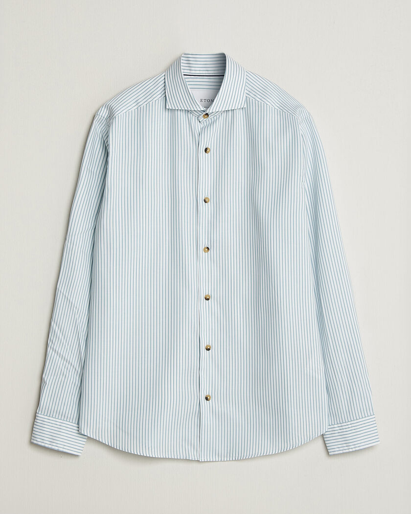 Eton Casual Fit Signature Oxford Striped Shirt Mid Blue – Bleu