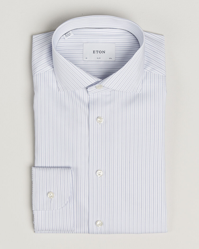 Eton Slim Fit Fine Twill Striped Shirt Light Blue – Bleu