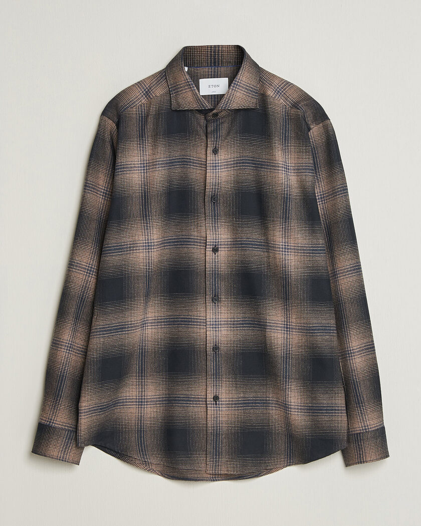 Eton Casual Fit Checked Flannel Shirt Navy Blue – Bleu