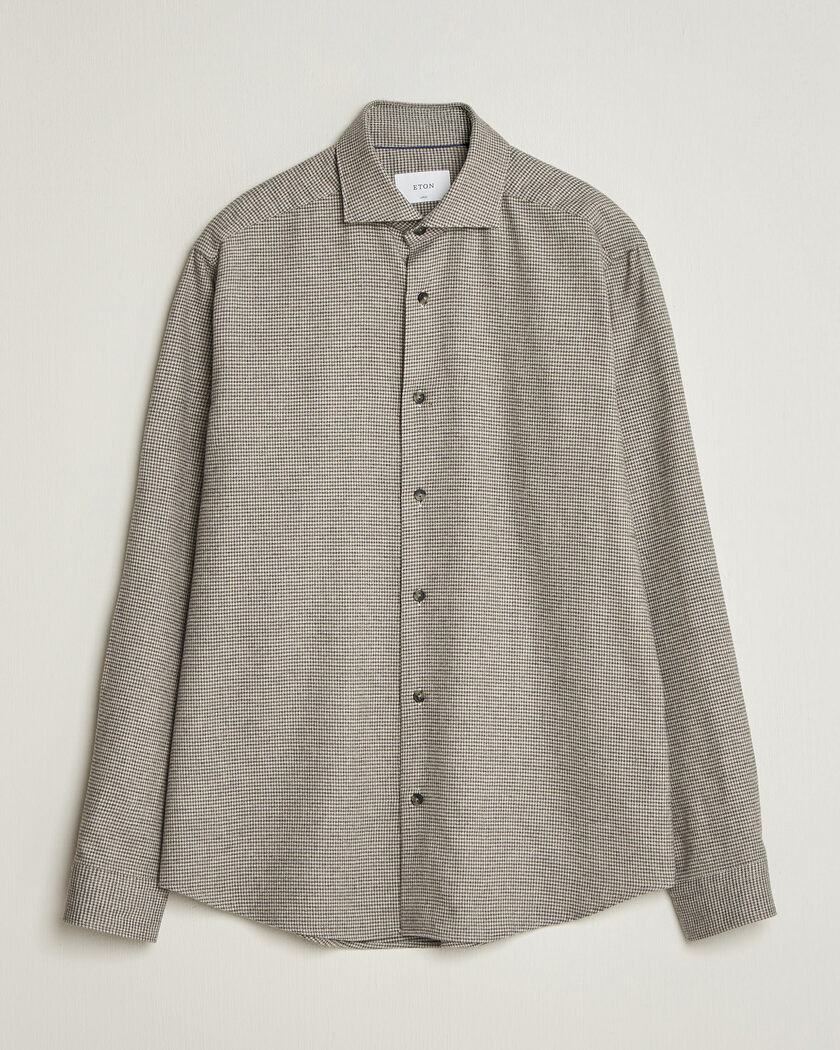 Eton Casual Fit Houndstooth Flannel Shirt Mid Grey – Gris