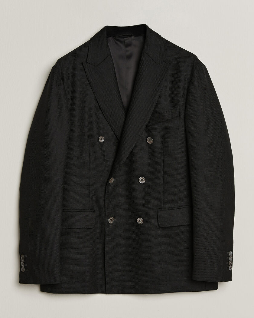 Eton Double Breasted Hopsack Soft jacket Black – Noir