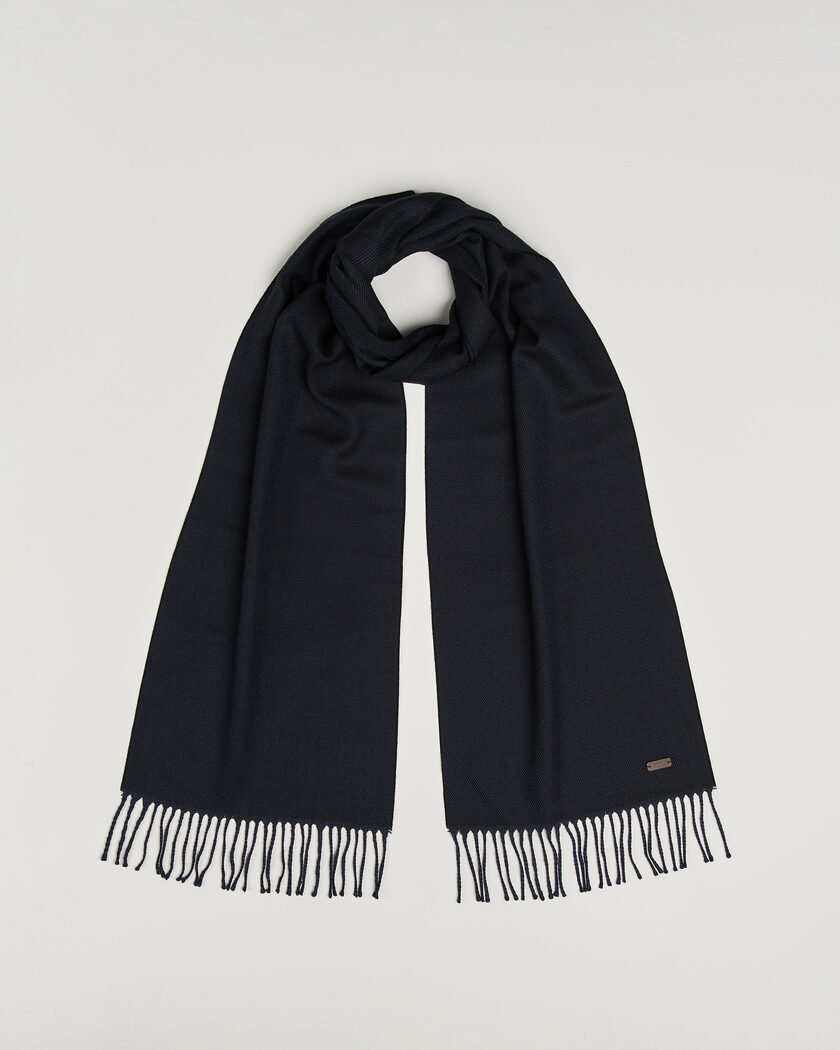 Eton Twill Merino Wool Scarf Navy Blue – Bleu
