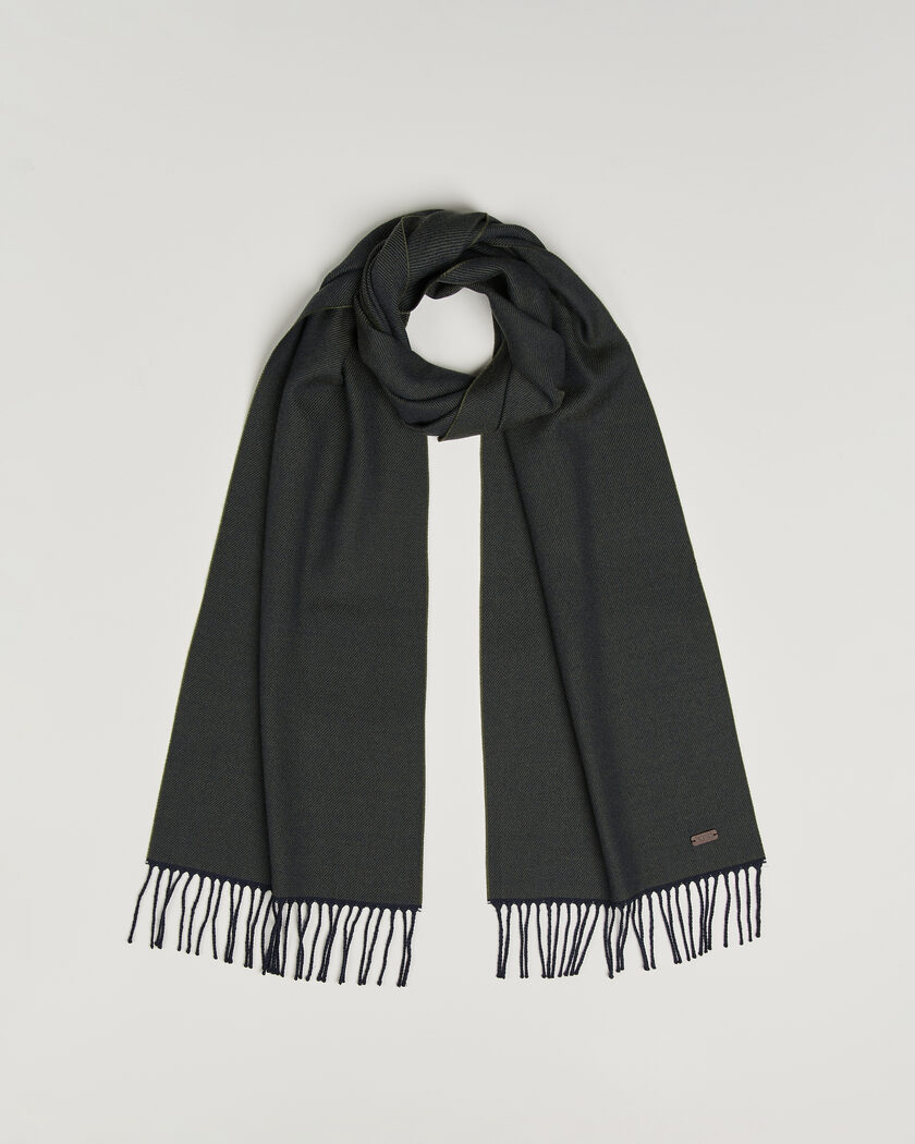 Eton Twill Merino Wool Scarf Dark Green – Vert