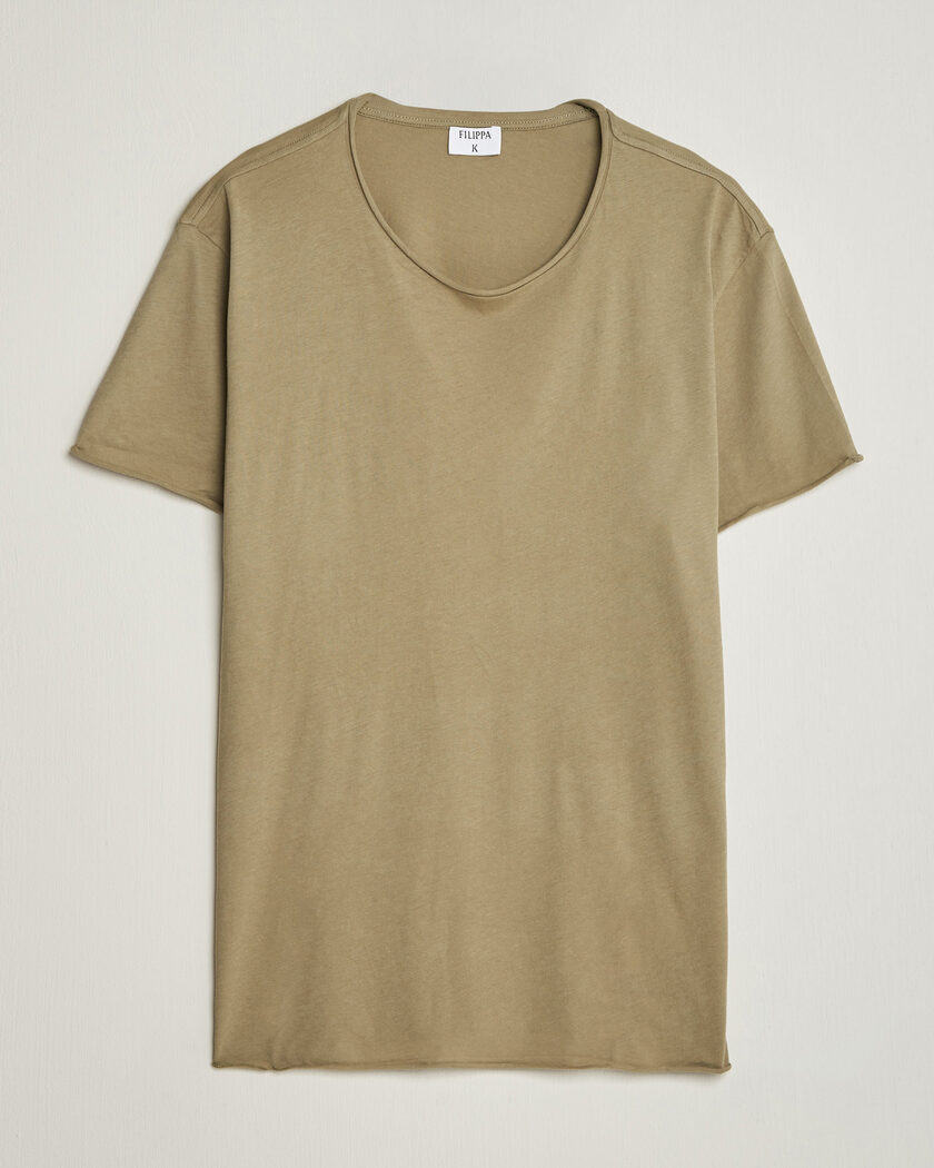 Filippa K Roll Neck Crew Neck T-Shirt Light Olive Green – Vert