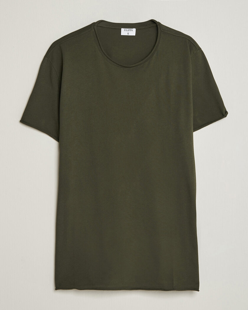 Filippa K Roll Neck Crew Neck T-Shirt Night Green – Vert