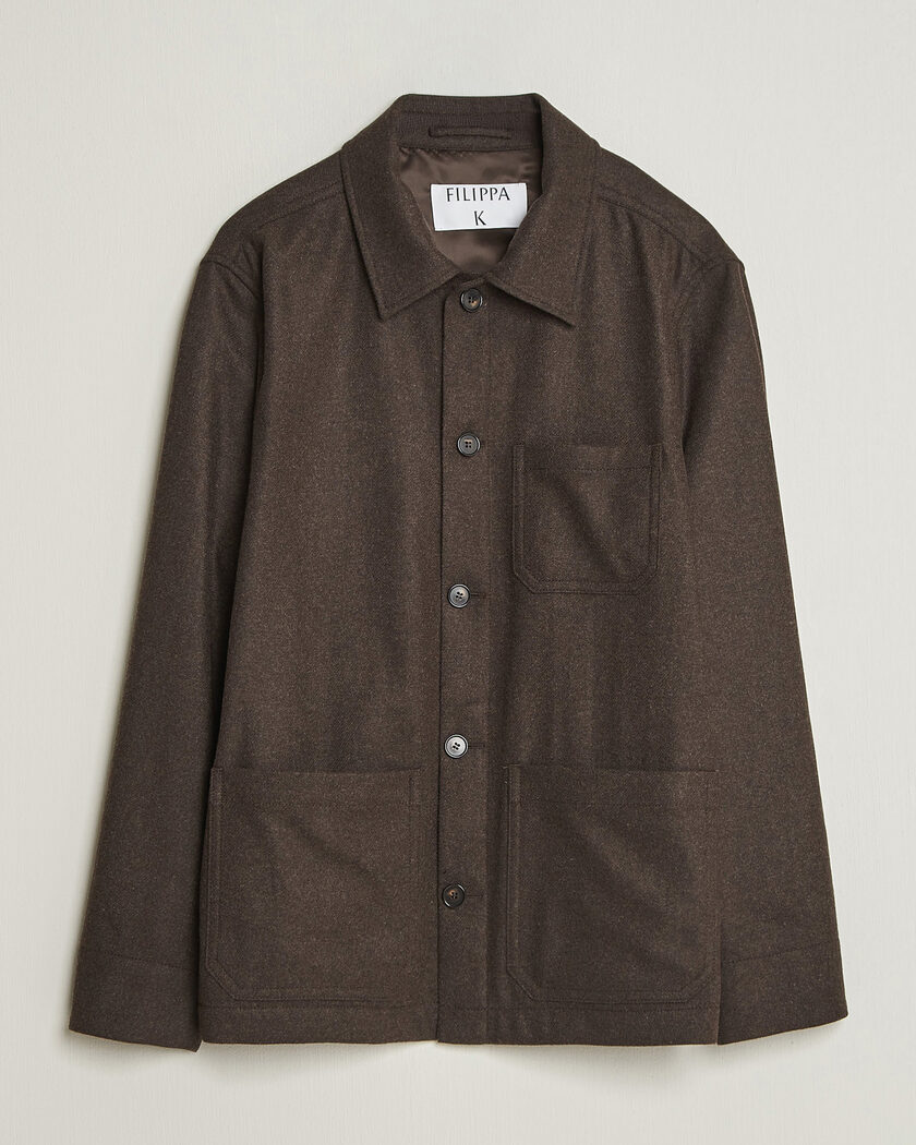 Filippa K Taylor Flannel Overshirt Walnut Brown – Marron