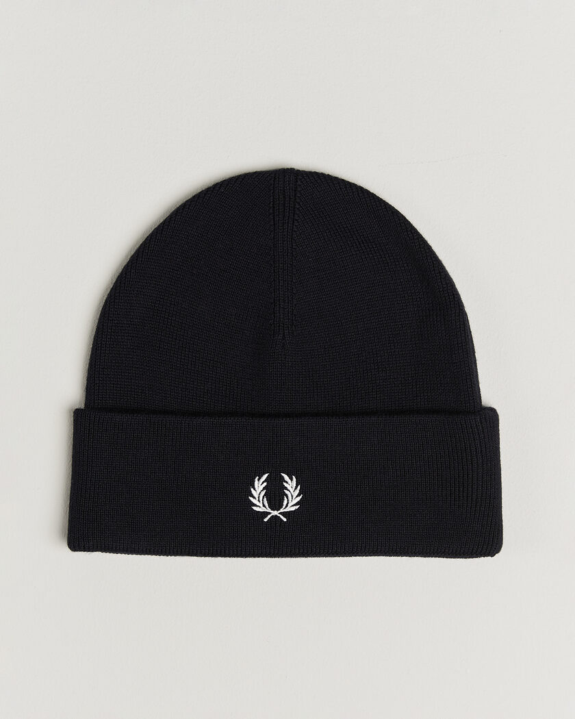 Fred Perry Merino Wool Beanie Navy – Bleu