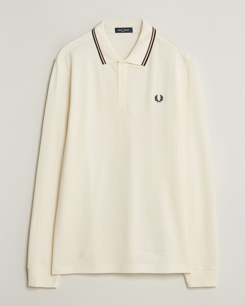 Fred Perry Twin Tipped Long Sleeve Polo Shirt Ecru – Blanc