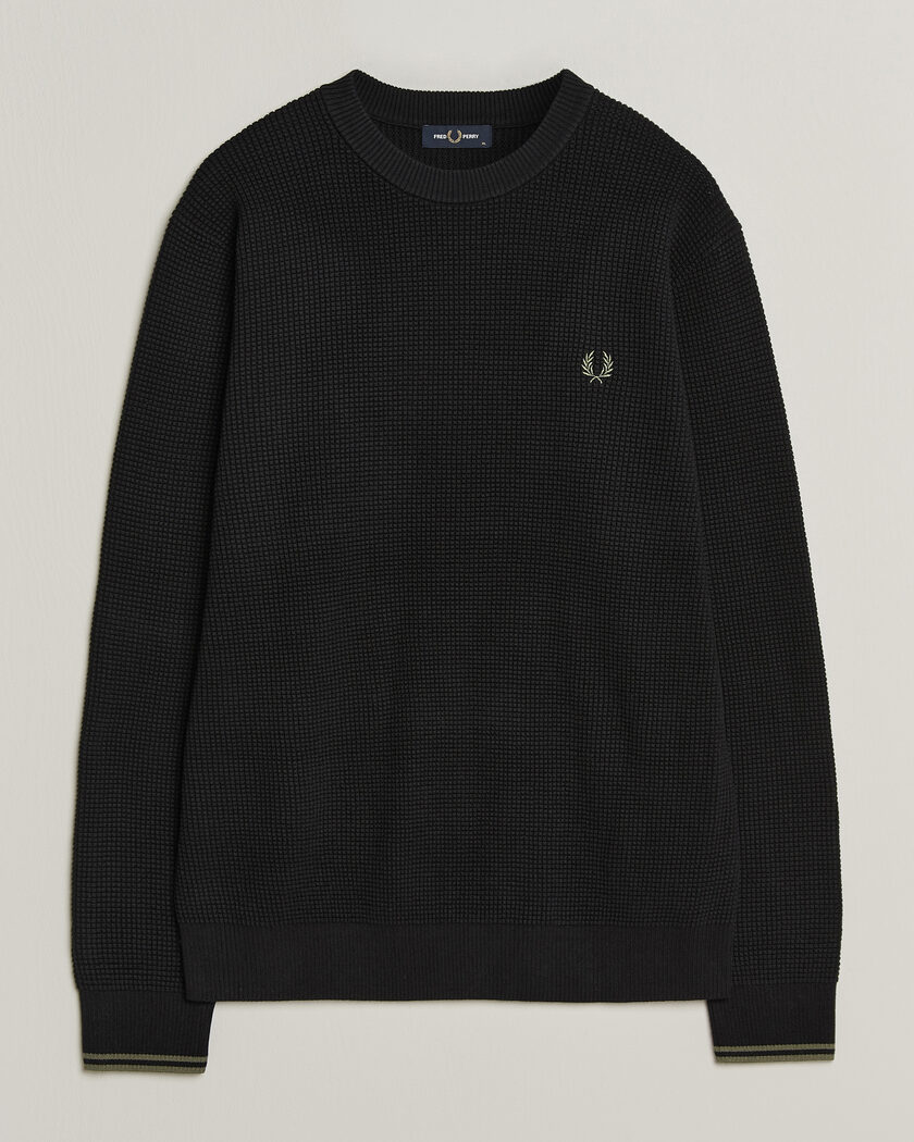 Fred Perry Waffle Stitch Jumper Black – Noir