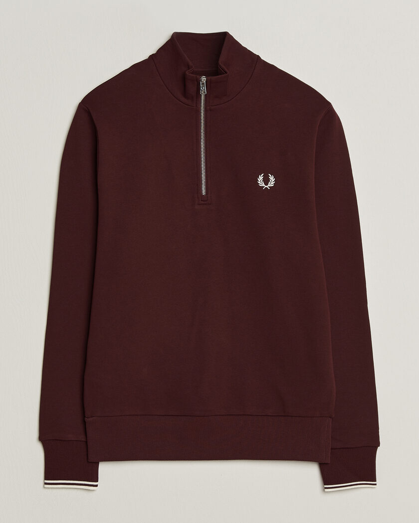 Fred Perry Half Zip Sweatshirt Oxblood – Rouge