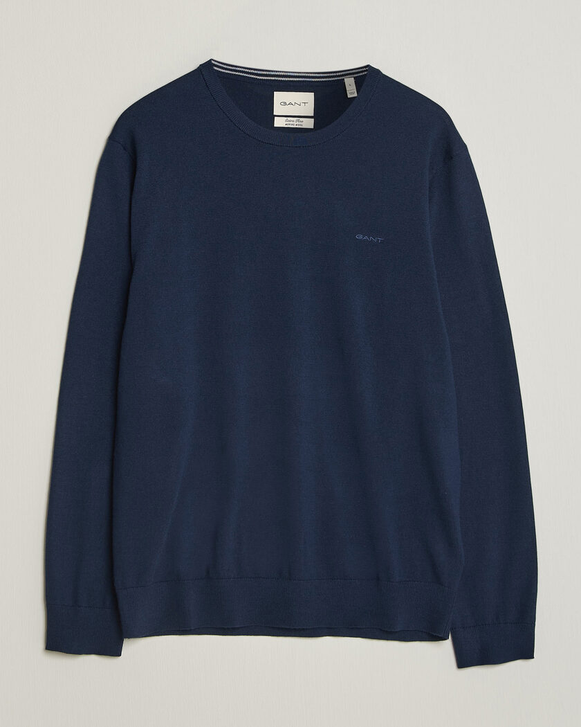 Gant Extrafine Merino Knitted Crew Neck Marine – Bleu