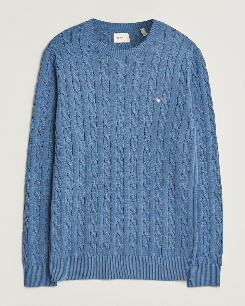 Gant Cotton Cable Crew Neck Blue Horizon – Bleu