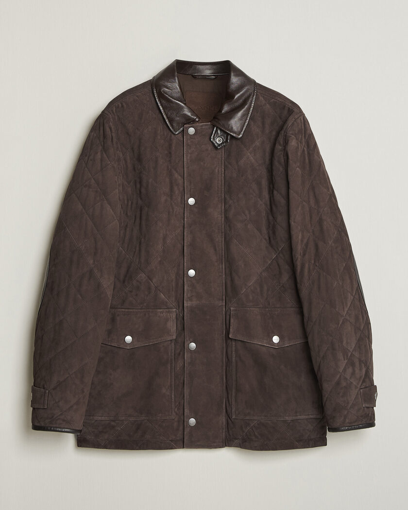 Gant Quilted Suede Jacket Black Brown – Marron