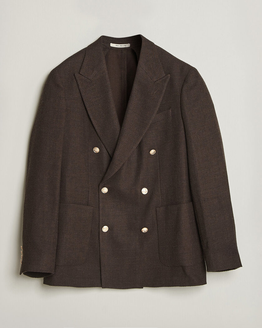Gant Wool Textured Double Breasted Blazer Black Brown – Marron