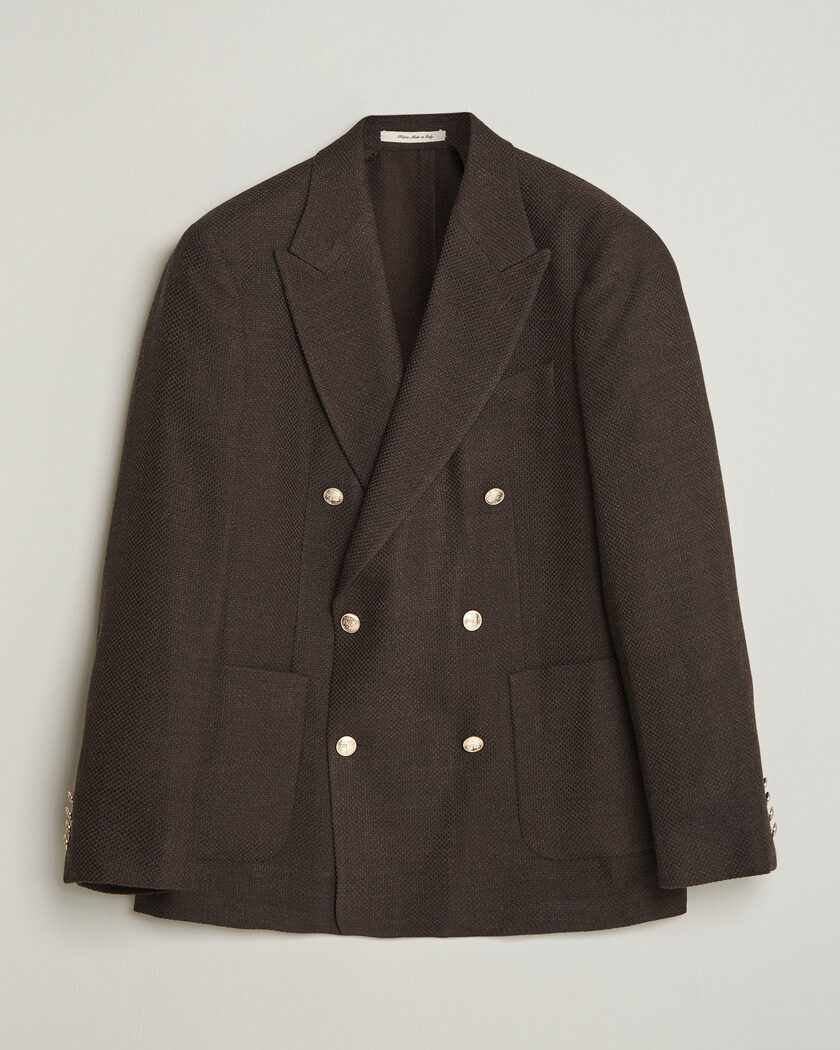 Gant Wool Textured Double Breasted Blazer Black Brown – Marron
