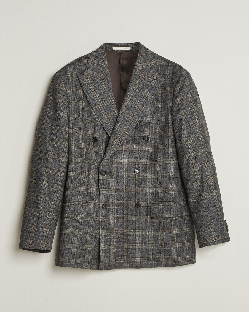 Gant Wool Glencheck Double Breasted Blazer Ceramic Grey – Gris