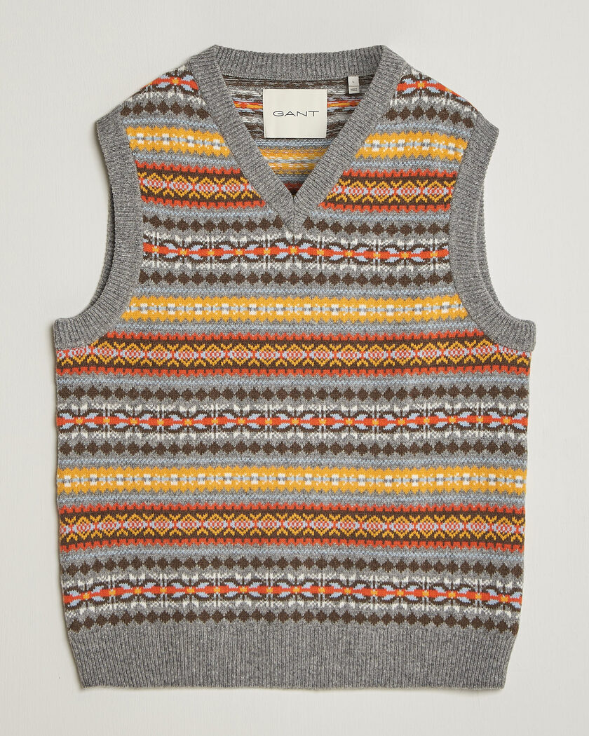 Gant Wool Knitted Fairisle Vest Multi – Multicolore